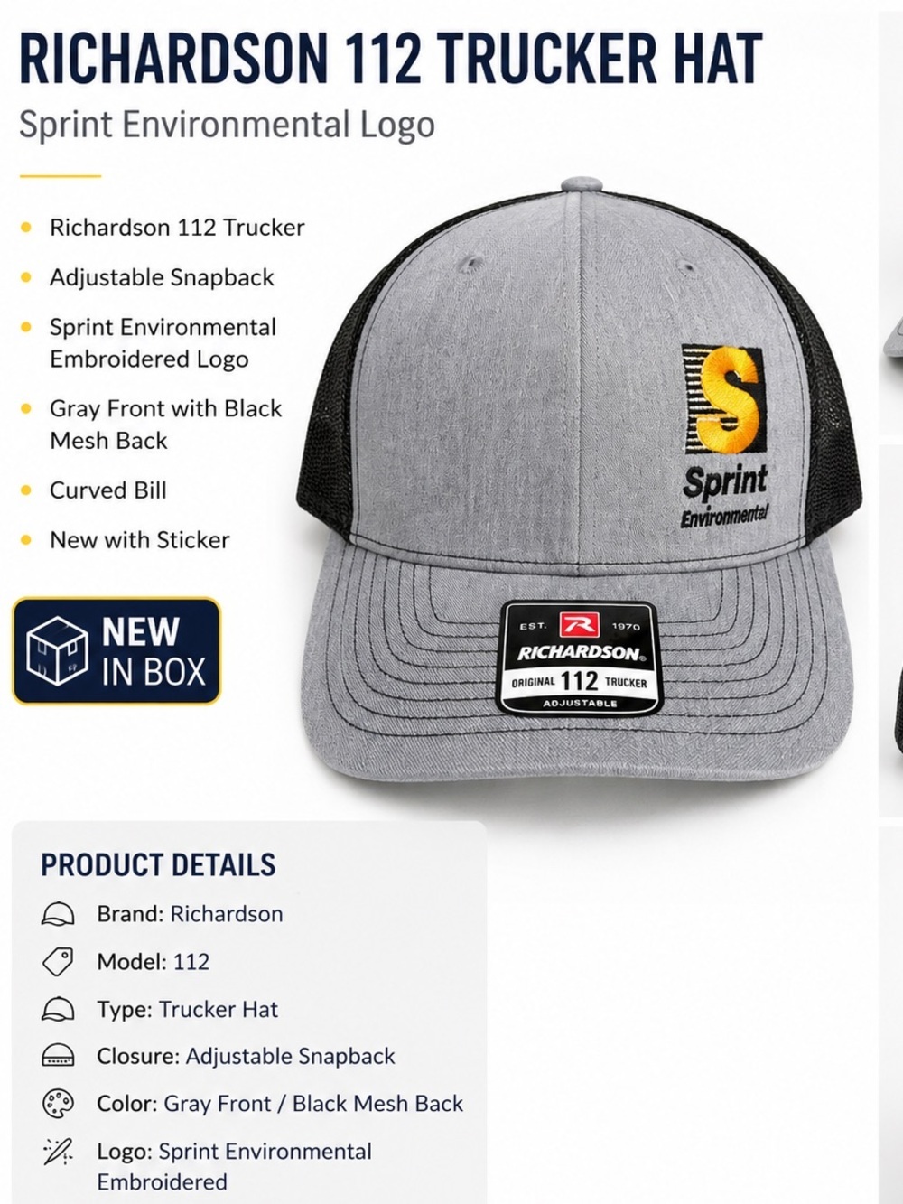 Richardson Sprint Environmental Gray and Black Trucker Hat